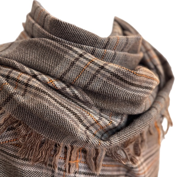 Oversized Wool Plaid Wrap Shawl – Extra Large Warm Winter Scarf – 35” x 85” - Picture 3 of 10